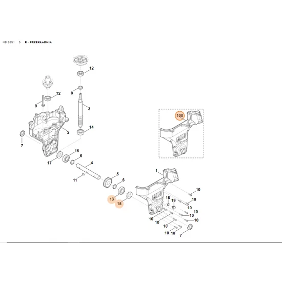 STIHL Glebogryzarka MH445.0 Obudowa przekładni kompl., lewa 6241 640 0492